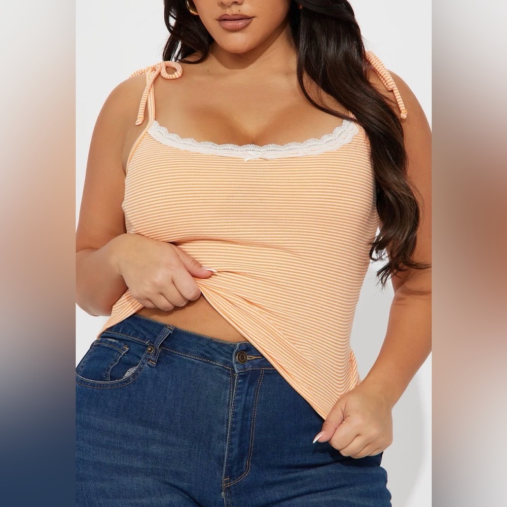 Striped Lace Trim Cami Top